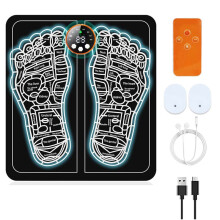 EMS Foot Massager Foldable Feet&Calves Acupoint Massage Mat for Muscles Relaxation Pain Relief 8Modes and 29Intensity B