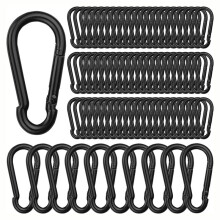 100 Stück Federkarabinerhaken, M6 2,36 Zoll Schwarzer Kleiner Karabinerclip, Robuster Schlüsselanhängerclip für Camping, Schaukel