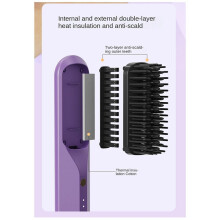 Rechargeable Hot Comb Cordless Hair Brush Straightener Heat Pressing Combs Electric Comb Anti Burn Fast Heating-B