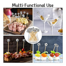 100Pieces Baseball Decorative Bamboo Cocktail Picks Decorative Fruit Toothpicks for Appetizers Bar Drinks Fruit Soccer