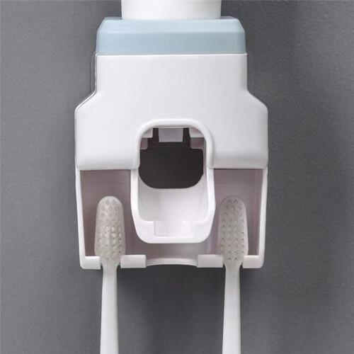 Automatic Toothpaste Squeezer Wall Mounted Punch-Free Toothbrush Storage Rack Toothbrush Holder Squeezer White 1