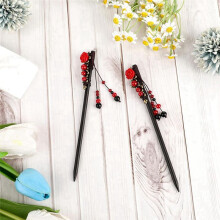 2Pack Chinese Haarstokjes Chinese Haarspelden Haar Eetstokjes Retro Houten Haarspeld Bloem Haar Eetstokjes Haaraccessoires