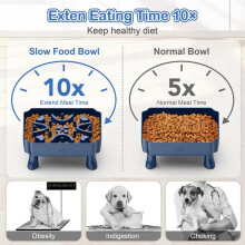 Slow Feeder Dog Bowls,2 in 1 Dog Puzzle Slow Feeder for Large Breed, Maze Elevated Dog Food Bowl Anti-Choking