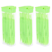 150 Pcs Plastic Toothpicks 2 Way Tooth Picks Interdental Brush Cleaners Portable Box Random Color