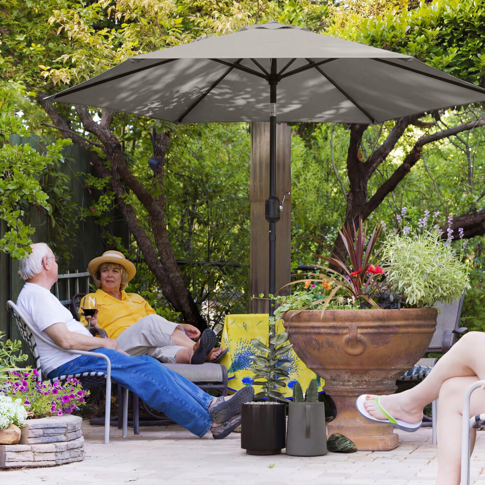 Outsunny 2.6M Garden Parasol Umbrella With Aluminium Pole, Tilt, Crank