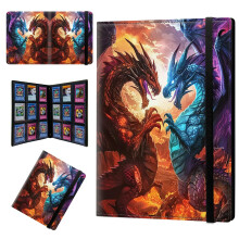 9 Pocket PU Leather Trading Card Binder 720 Card Capacity Album with Elastic Band Dragon Purple