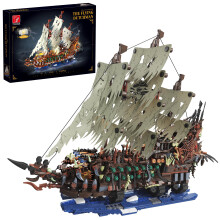 Pirate  Building Blocks Flying Dutchman Model with Lights 2159pcs Adult Display Set