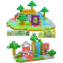 Magnetic Building Blocks Set Bundle with Mine and Cottage Playset, STEM Construction Toy Kit
