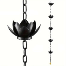 Rain Chain Outdoor Rain Catcher with Lotus Cups for Gutters, WeatherResistant Iron, Easy Install