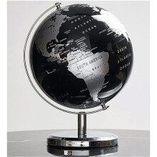 Vintage World Globe 5.9' Black and Silver 360 Rotating Desktop Globe with Metal Base for Home or Office
