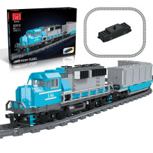Motorized Cargo Train Building Block Set with Tracks, Rechargeable Locomotive Model 1078pcs