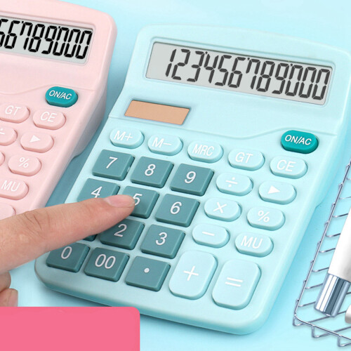 Desktop 12-Digit Solar & Battery Dual Power Calculator, Blue 2