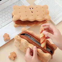 Large Capacity Plush Pen Case for Kids, Snack Shape, Zipper Design