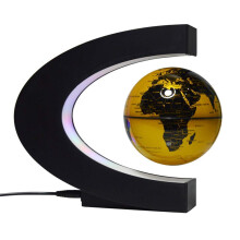 Magnetic Levitation Globe with LED Light, CShaped 3 Inch Floating Globe for Home Office Decor, Gold