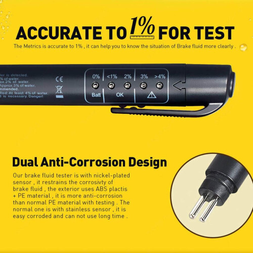 Brake Fluid Tester Pen DOT3 DOT4 DOT5.1 with Fast Accurate Testing and Five LED Indicators 1