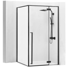 Καμπίνα Ντους Fargo 100x80 Black Mat Με ντουζιέρα Savoy λευκή