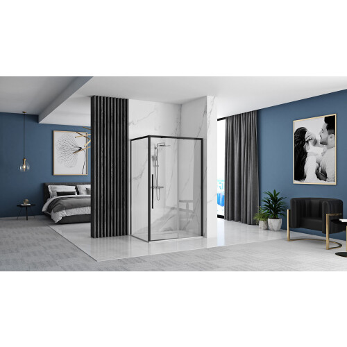 Solar Black Mat Καμπίνα Ντουζιέρας 90x90 Με ντουζιέρα Savoy λευκή 1