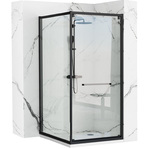 Καμπίνα Ντους Rea Space In Black 80x100 Με ντουζιέρα Savoy λευκή