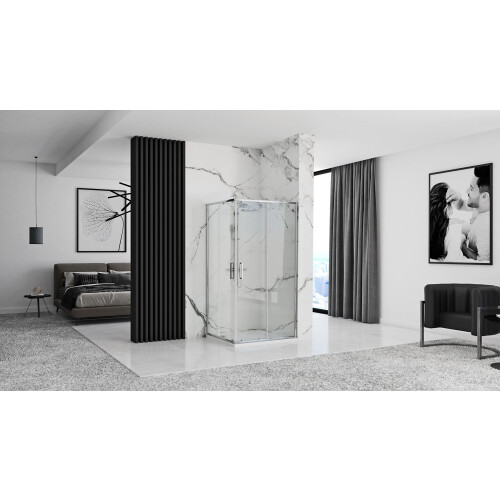 Καμπίνα Ντους Rea Punto 90x90 Chrome Με ντουζιέρα Savoy λευκή 2