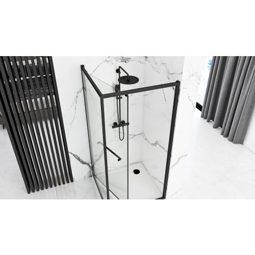 Καμπίνα Ντους Rea Space In Black 80x100 Με ντουζιέρα Savoy λευκή 2