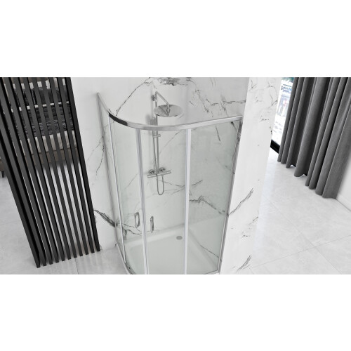 Καμπίνα Ντους Rea Look Chrome 80x80 Με λευκή ντουζιέρα Look 2