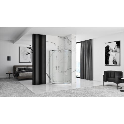 Καμπίνα Ντους Rea Look Chrome 80x80 Με λευκή ντουζιέρα Look 1