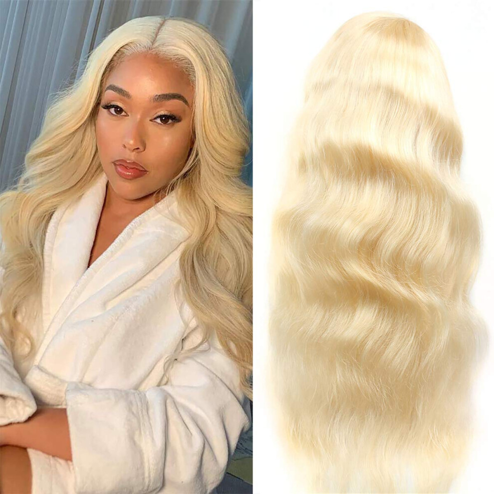 Blonde Human Hair Wig 13x4 Lace Front Natural Hairline Heat Styling Blue Shade 34