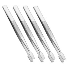 4pcs Stainless Steel Flat Tip Stamp Tweezers For Precision Handling Stamp Collecting And Stamp Album Crafting
