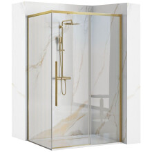 Καμπίνα Ντουζιέρας Solar Gold Brush 100x80 Με ντουζιέρα Savoy λευκή