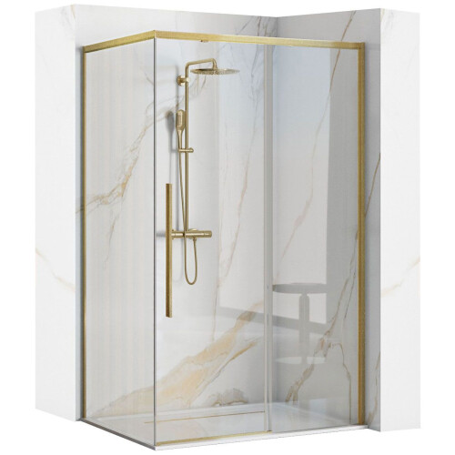Καμπίνα Ντουζιέρας Solar Gold Brush 100x80 Με ντουζιέρα Savoy λευκή