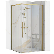 Καμπίνα Ντουζιέρας Solar Gold Brush 90x90 Με ντουζιέρα Savoy λευκή