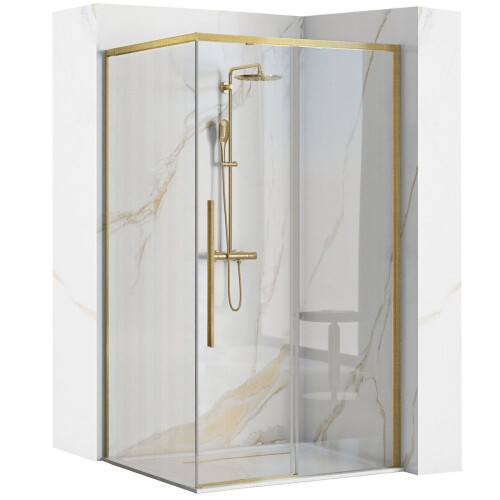 Καμπίνα Ντουζιέρας Solar Gold Brush 90x90 Με ντουζιέρα Savoy λευκή