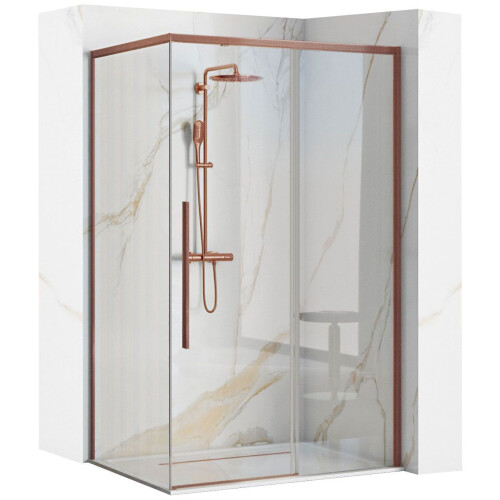 Καμπίνα Ντουζιέρας Solar Copper Brush 100x80 Με ντουζιέρα Savoy λευκή