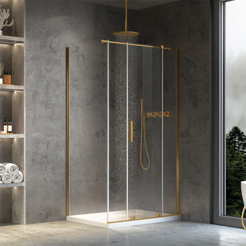 Καμπίνα Ντους Rea Montana Gold Brush 140x80 1