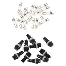 15 Pcs 10Amp 250V Fast Blow Glass Tube Fuse & 10 Pcs Electrical Panel Mounted Fuse Holder