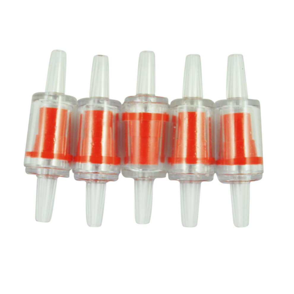 5 Pcs Red Clear Plastic Air Pump Check Valves For Fish Tank Aquarium 6033646962894