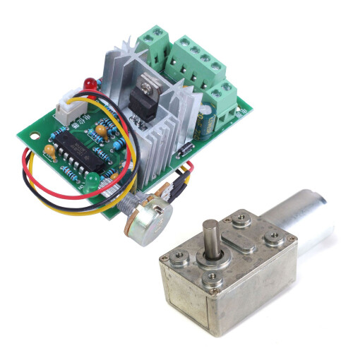 1 Pcs Adjustable Volt  Motor Speed Controller & 1 Pcs Reversible High Worm Geared Motor Torque Turbo  Motor 1