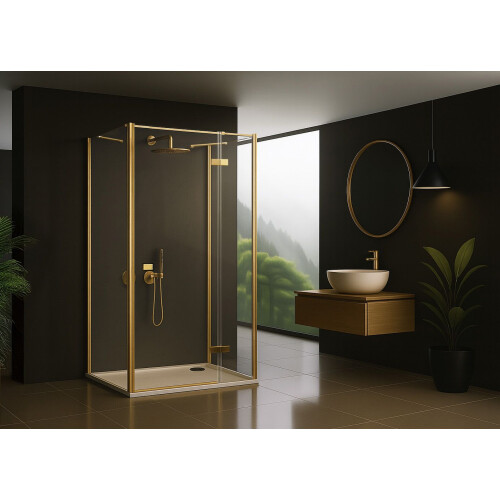 Καμπίνα Ντους Rea Atlas 80x100 Brush Gold αριστερή 1