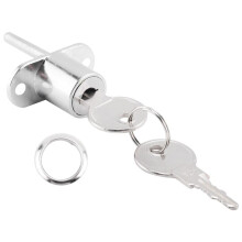 19mm Cylinder  Diameter Silver Tone Metal Drawer Plunger Lock with 2 Keys