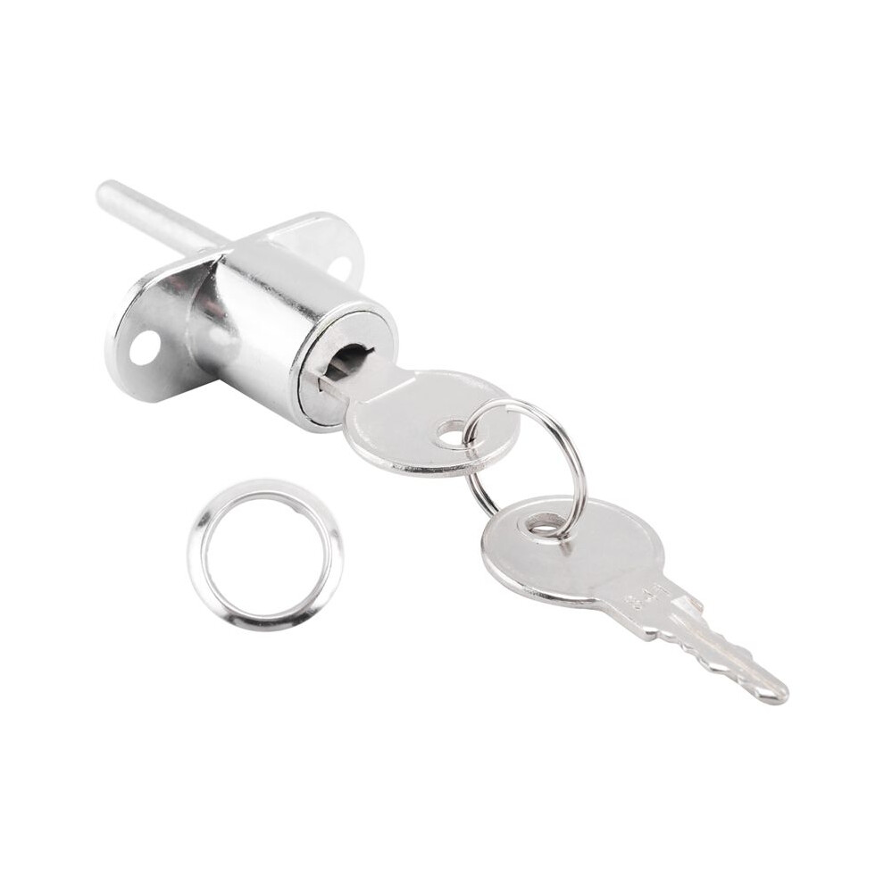19Mm Cylinder Diameter Silver Tone Metal Drawer Plunger Lock With 2 Keys 6034161344004