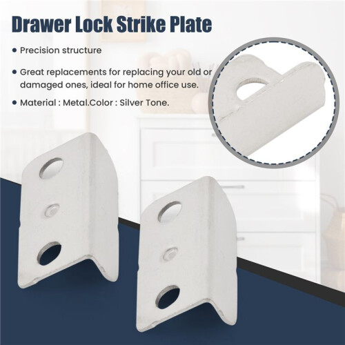 10 Pcs Home Office Silver Tone Metal Right Angle Drawer Lock Strike Plate 2