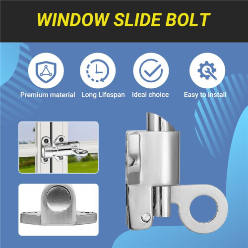 Home Security Spring Slide Bolt Window Door Automatic  Lock Self Closing