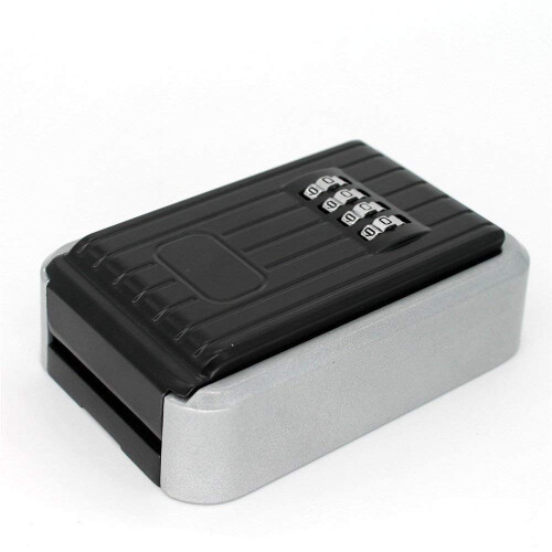 Lock Box 4 Digit Combination Waterproof Box Aluminum Alloy Weather Resistant Key Hider with Resettable Code Key Storage Wall Mounted 2