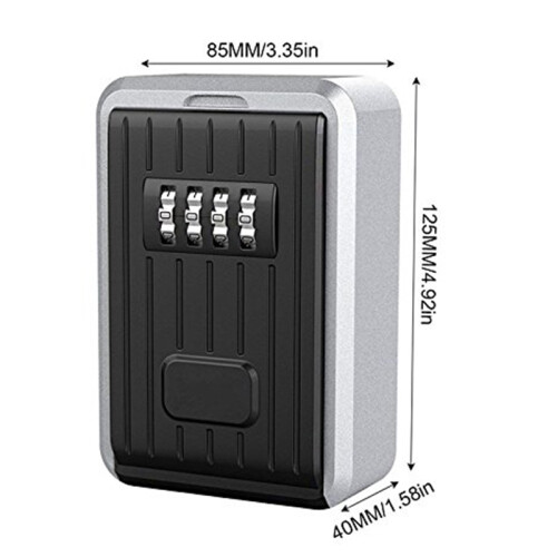 Lock Box 4 Digit Combination Waterproof Box Aluminum Alloy Weather Resistant Key Hider with Resettable Code Key Storage Wall Mounted 1