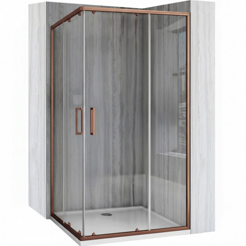 Καμπίνα Ντους Rea City 80x100 Brush Copper Με ντουζιέρα Savoy λευκή 1