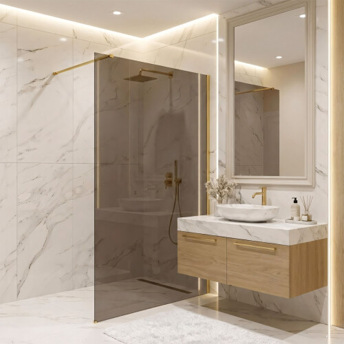 Shower Screen Rea Flexi Brown / Brush Gold 100 1