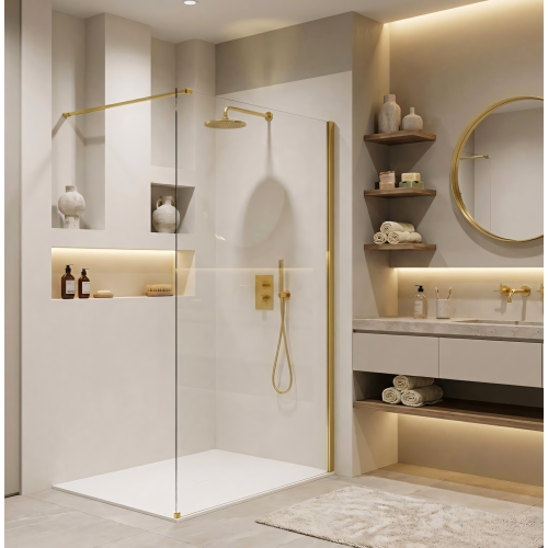 Shower Screen Rea Flexi Transparent / Gold 100