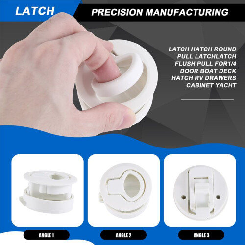 Hatch Round Pull LatchLatch Flush Pull For1/4 Door Boat Deck Hatch RV Drawers Cabinet Yacht 2