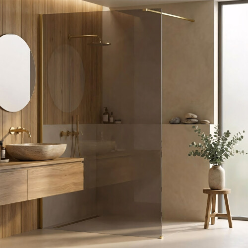 Παραβάν Ντους Rea Flexi Brown / Brush Gold 130 1