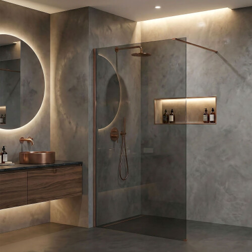 Παραβάν Ντους Rea Flexi Grey / Brush Copper 130 1